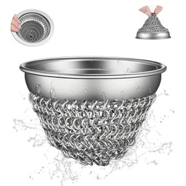 1 Pcs Kitchen Sink Drain Strainer with Adapter, Reversible Insert Mesh Sink Screen, Wokdada 304 Stainless Steel Sink Strainer, Clog-Free Garbage Disposal Sink Catcher Suitable for Universal Size