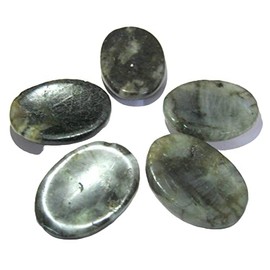 crystalmiracle Beautiful Lot of 5 Labradorite Worry Stones Wellness Crystal Healing Gemstone for Positive Energy Metaphysical Powerful Palm Stones Meditation Reiki Feng Shui Gift for Men Women
