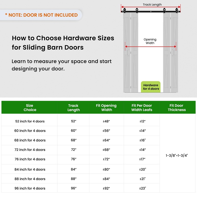 SMARTSTANDARD 64" Bifold Sliding Barn Door Hardware Kit, 5.3ft Top