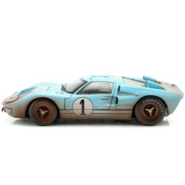1966 Ford GT-40 MK II #1 Light Blue Diecast Model Car Miles Hulme for Le Mans 1/18 Scale Shelby Collectibles DCD Dirty Version