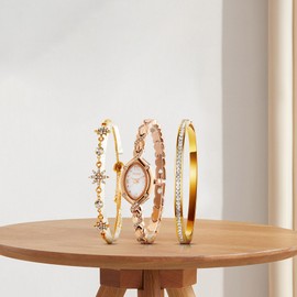 TIME100 Gift Set, Present, Women's Watch and Bracelet, Gift Packaging, rose gold 1