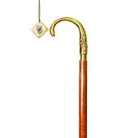 Sailor's Art Antique Brass & Wood Cane - Walking Stick with Beautifully Carved Knob Handle for Old Age People - Vintage Home Decor - Detachable Cane