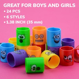Entervending Coil Spring Party Favors for Kids - Coil Springs with Smily Faces Bulk Toys 1.38 Inch - Classroom Prizes Party Favors for Kids 60 Pcs