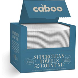 Caboo Toallas Faciales Desechables De Bambú – 50 Toallas Suaves Y Sin Pelusa(25,4 X 29,2 Cm) Biodegradables, Ecológicas Y Extra Grandes Una Alternativa Suave A Las Toallitas Desmaquillantes O Paño