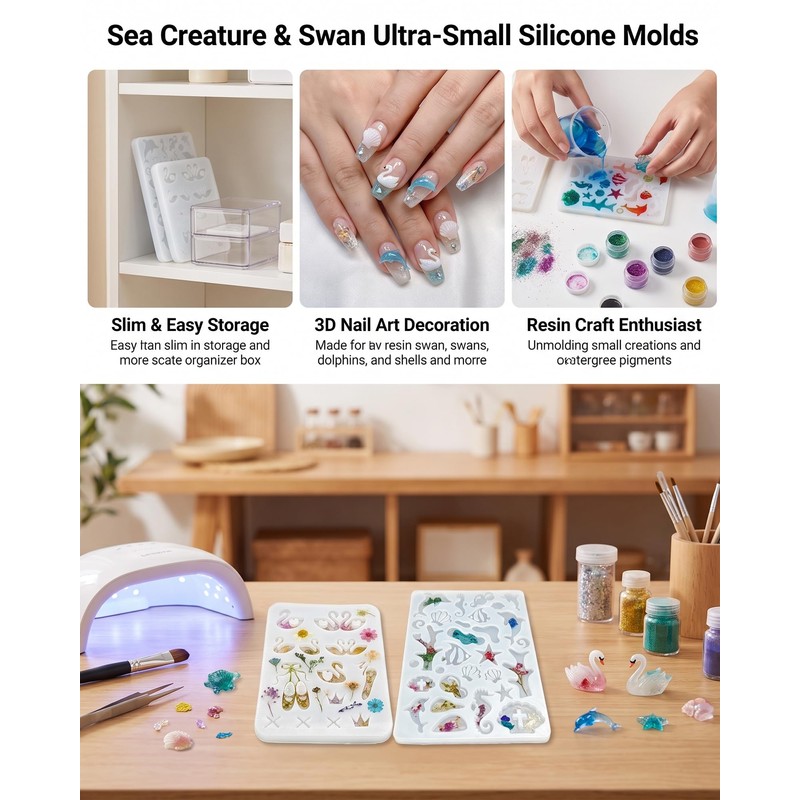 2pcs 2 Styles Reusable Silicone Mold for Women DIY Nail