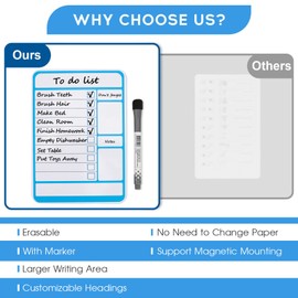 to Do List,Magnetic Whiteboard for Fridge，Dry Erase Board Chore Charts for Kids Reusable Daily Schedule Memo List, Children's Chore Record Board, Routine List Task Planning Board (Magnetic Suction)