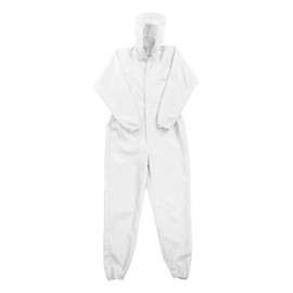 sourcing map ESD Lab Coat Anti Static Clothing Science One Piece Clothes Elastic Cuff with Hat Hood Wear Uniform Work for Men Women (White, 2XL)
