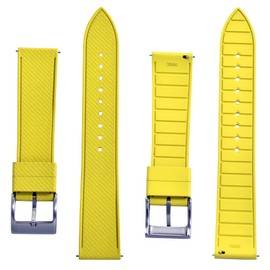 JWNSPA 20MM 22MM Fluoroelastomer/FKM Rubber Watch Bands for Men Women - Quick Release Replacement Waterproof Sport Straps (Yellow, 22mm)
