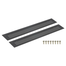 sourcing map Air Vents Cover, 2Pcs 350 x 50mm Aluminum Alloy Rectangle Air Return Vent Cover with Screw, Ventilation Grille Decorative Covers for Door Cupboard Wardrobe Shoes Cabinet (Black)