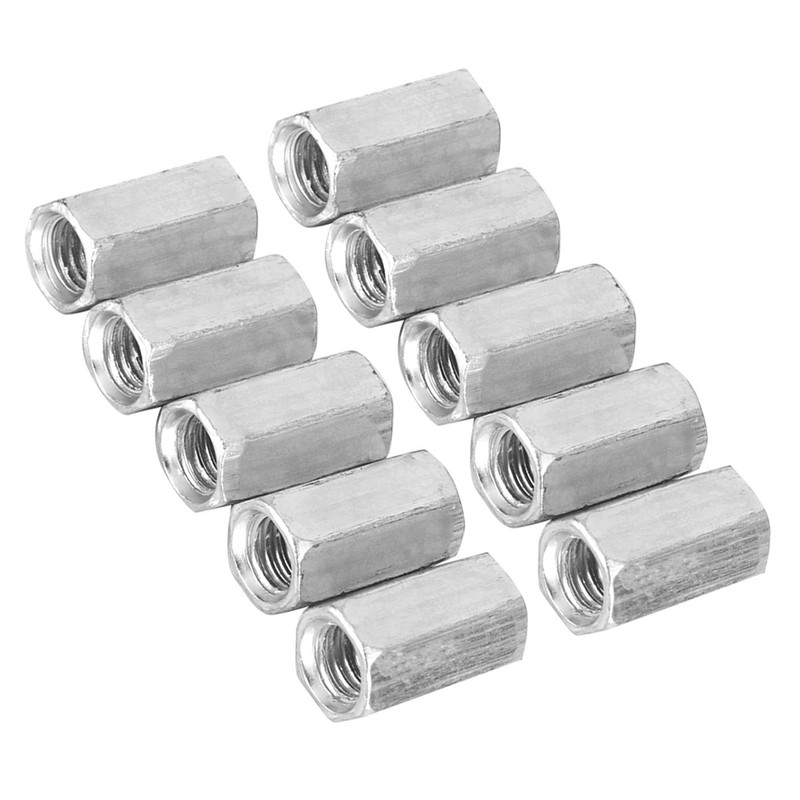 10Pcs M8 Tuerca de varilla larga Tuerca de acoplamiento hexagonal
