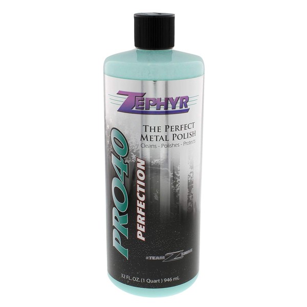 Zephyr Pro-40 The Perfect Metal Polish. for Chrome, Stainless Steel, Aluminum, Brass, Copper, Silver and Magnesium. Made in U.S.A. (32oz)