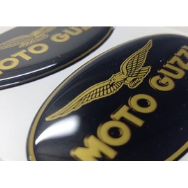 Pair of Resin 3D Motorcycle Stickers Size Fits Guzzi Models Size: 85x50mm (Black Gold)