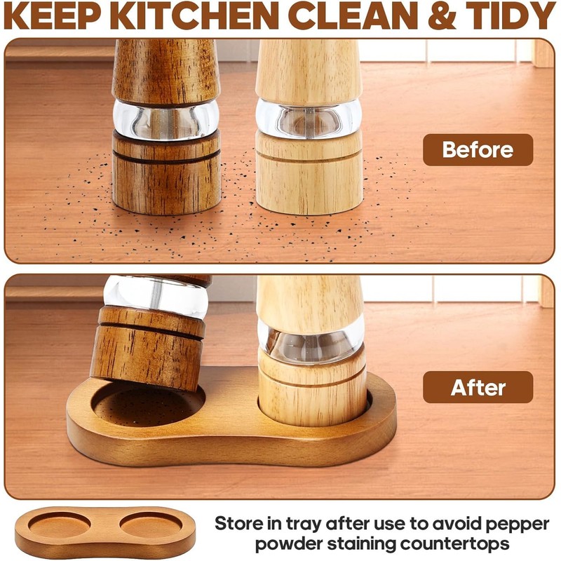 Wooden Salt and Pepper Grinder Set,2 Pcs Large 8 Inch
