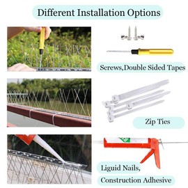 PANGCH Bird Spikes,Stainless Steel Bird Spikes Metal Bird Spikes Fence Spikes Easy to Install - 17 Strips 18.41 Feet Coverage