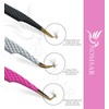 NOMSAR Eyelash Tweezers with Curved Fiber Tip, Stainless Steel Tweezers