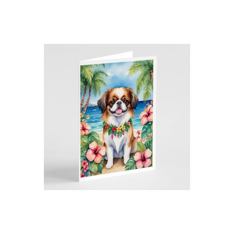 Caroline's Treasures Japanese Chin Luau Greeting Cards Pack of 8