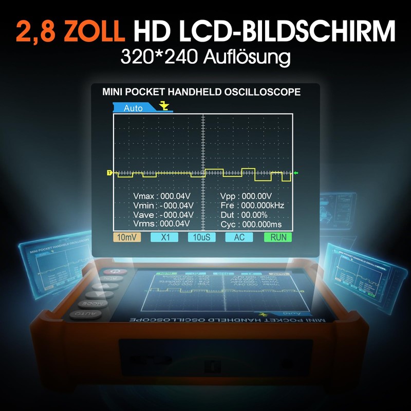 Digital Oscilloscope Handheld Oscilloscope 2.5 MS/s Sampling Rate Portable Oscilloscope