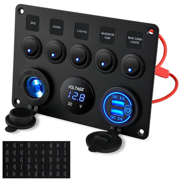 Kohree 4 Gang Marine Boat Rocker Switch Panel + USB