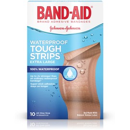 Band-Aid Brand Adhesive Bandages, Extra Large Tough Strips, Waterproof, 10 Count (Pack of 2)