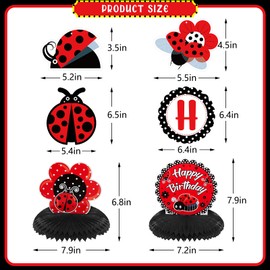 Ladybug Fancy Birthday Party Decoration Kit Cute Ladybug Birthday Banner Ladybug Honeycomb Centerpiece Ladybug Hanging Swirls Ladybug Party Decoration for Girls Birthday Baby Shower Party Supplies
