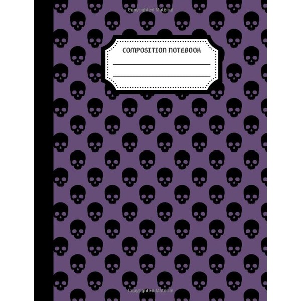 Composition Notebook: Wide Ruled School Writing Notebook, Purple Gothic Skull