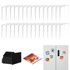 30 PCS DIY Acrylic Fridge Magnets Set, 2"x2"x0.16" Clear Refrigerator Magnet Kit with Self-Adhesive Backing, 3D Decorative Craft Kit for Photos, Artworks, Home Decor & Office Organization (30)