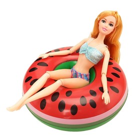 9 Pcs Pool Floaties Swim Accessories Set for Girl Dolls, Fun Swimming Pool Party Ring Inflatable Drink Holder for11.5 inch Dolls Pool Toys
