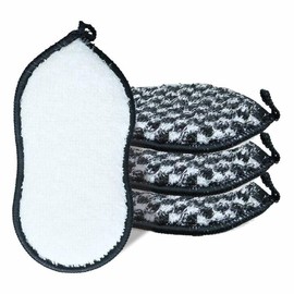 KMAKII Bamboo Fiber Scrub Sponges, Non-Scratch & Durable,6.3 × 3.1 inches, Black, 4-Pack