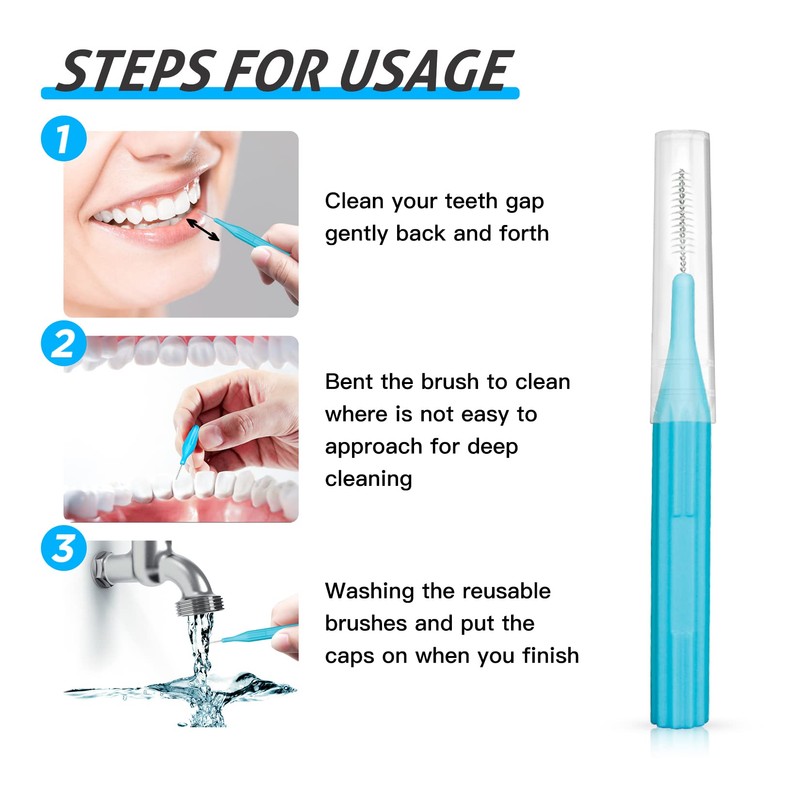 RAZOKO Interdental Brush, Flossing Head,Easy Use Tooth Cleaning Tool (1Pack(2mm/2.3mm/2.5mm/3mm)-88pcs)