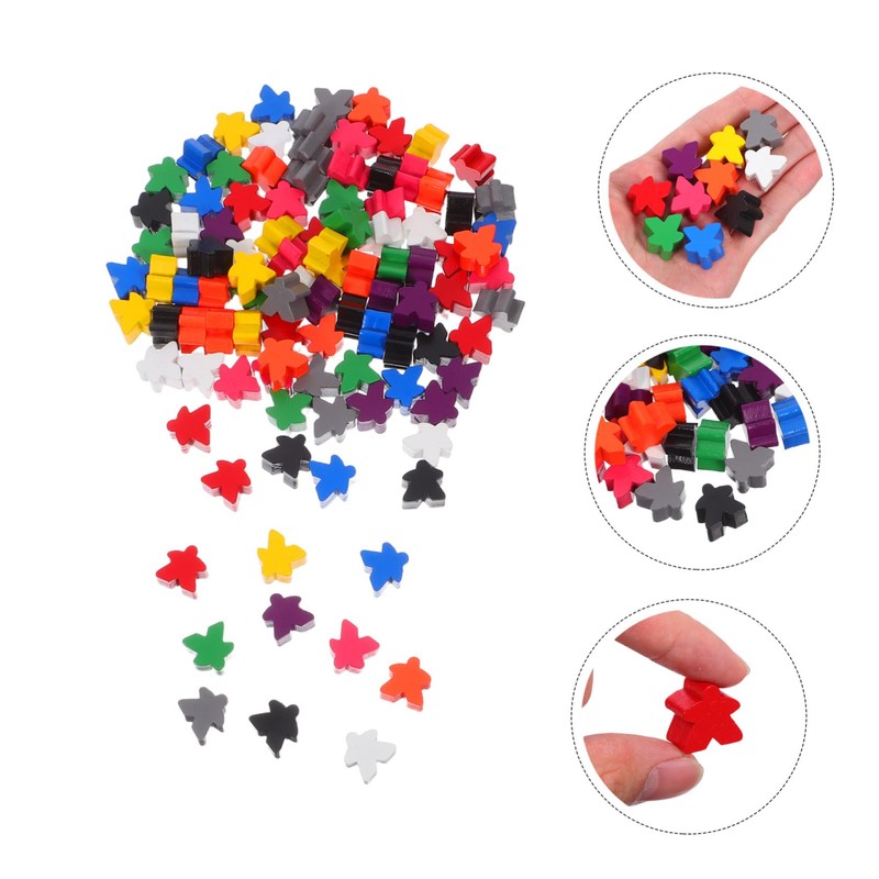 POPETPOP 100pcs Game Tokens Sorting Wooden Maple Token Counting Chess