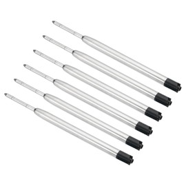 PATIKIL 6pcs 0.7mm Ballpoint Pen Ink Refills, Medium Point, Metal Replaceable for Office Black