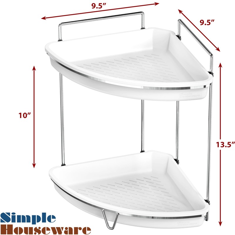 Simple Houseware 2-Tier Corner Bathroom Countertop Organizer, White