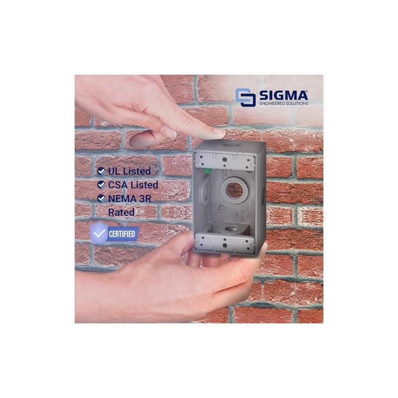 SIGMA ENGINEERED SOLUTIONS 14251-5X Metal Electrical Outlet Box, Weatherproof, Easy