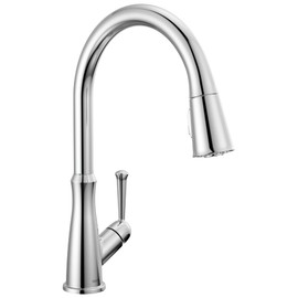 Delta Westville Chrome Kitchen Faucet with Pull Down Sprayer, Contemporary Single Hole Kitchen Sink Faucet, Single Handle, Chrome 9110-DST