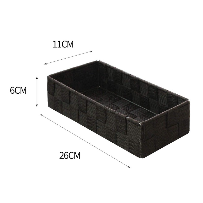 Storage Basket Woven Polypropylene Bathroom Basket Rectangular in Dark Brown