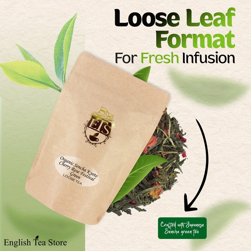 Organic Sencha Kyoto Cherry Rose Festival Green Tea | Loose