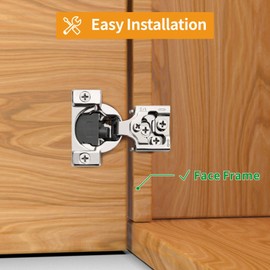 Chibery 10 Pack 1/2" Overlay 3D Soft Close Concealed Hinge for Face Frame Door, Self Closing Hidden Satin Nickel, 105° Open Angle Concealed Stainless Steel Hinges for Kitchen Cabinet Door