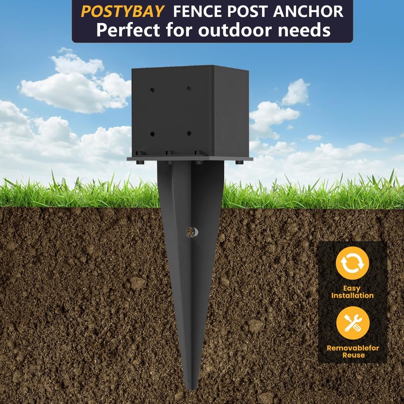 1 Pcs 6"x6" Fence Post Anchor Ground Spike 22"(Actual 5.6"x5.6")