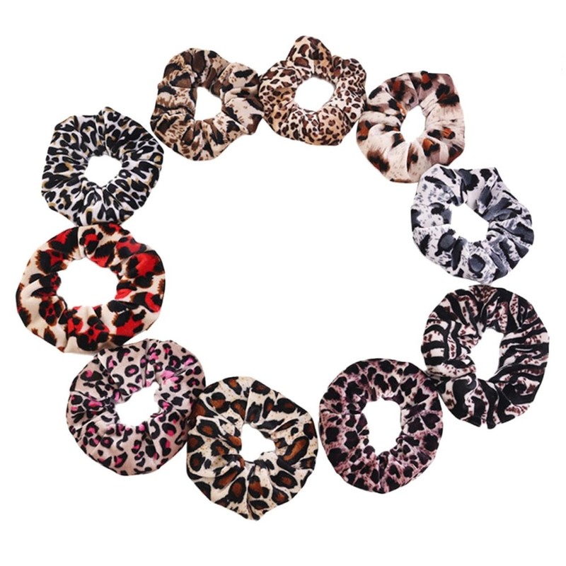 IWOWHERO 10pcs Leopard Hair Ties Stretchy Elastic Hair Accessories for