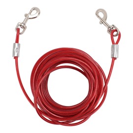 Dog Tie Out Cable Steel Wire Double Head Bite Resistant Outdoor Camping Dog Leash for Small Medium Large Dogs Red 6mmx3 Meters / 0.24inx9.8ft