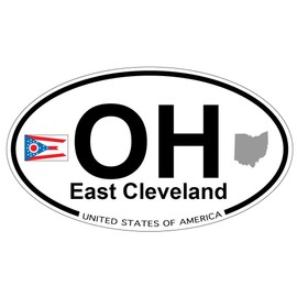 US Decal, Inc. East Cleveland, Ohio Oval Sticker with State Flag