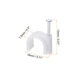 Rebower PE Cable Clip Nail Space Saving Clamp, [for Wire, Cable, Rope] - 12mm/White/100 Pcs
