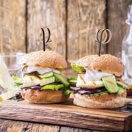 Bekecidi Bamboo Cocktail Sticks, 100 PCS Food Picks Bamboo Skewers with Looped Ring Fruit Sticks Bamboo Toothpicks Canape Sticks for Appetizers Sandwich Drinks Food Party Supplies 12cm (Black)