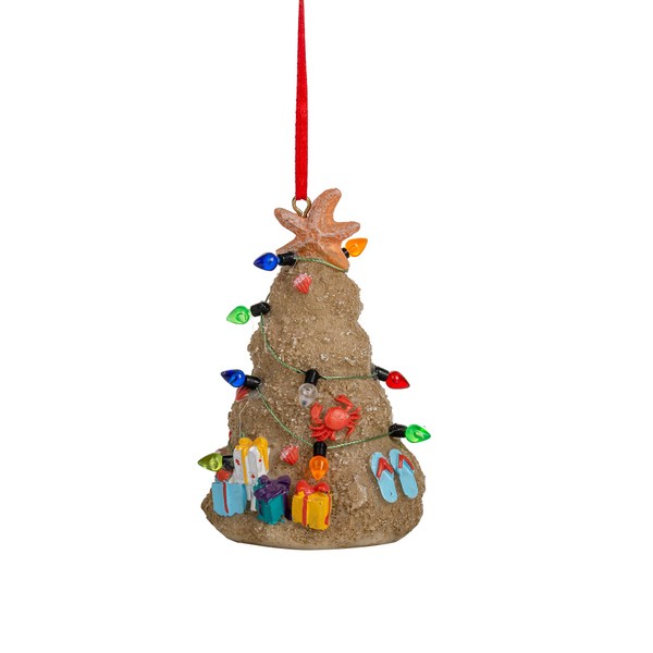 Sand Beach Christmas Tree with Lights Tropical Florida Ornmanets