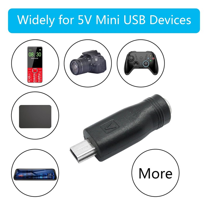Maixbomr DC 5.5mm x 2.1mm to Mini USB Adapter, 5V