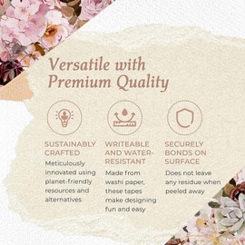 Serenity Fair Extra Wide Floral Roses Gold foil washi Tape roll (4 inches/ 10 cm Wide) for scrapbooks, Crafts, Wall Paper Borders