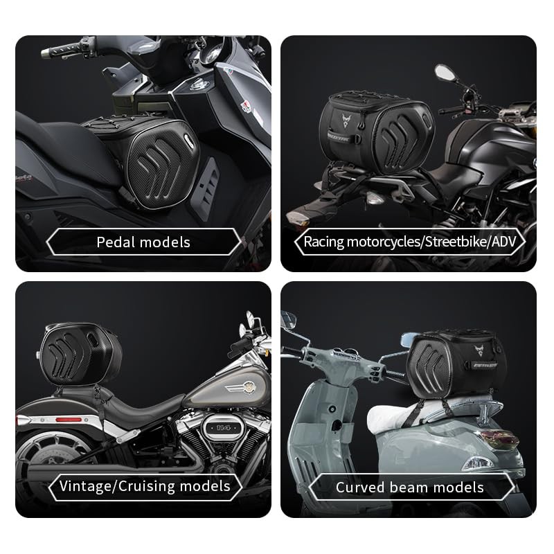 MOTOCENTRIC Motorcycle Front Spand Rear Seat Bag,22L Waterproof Reflective Motorbike