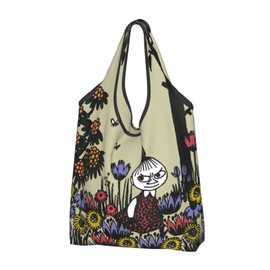 [MINIER] Moomin Little My Eco Bag, Folding Lightweight Tote, Eco Bag, Large Capacity, Waterproof Shopping Bag, Multi-functional Convenience Store Shopping Bag, Women's, Men's, Compact Convenience