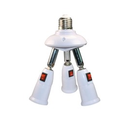 YCSSSD 3 in 1 Light Socket Splitter Adapter, E26/E27 Socket Adapter with Independent Switch Control, 360 Degrees Adjustable 180 Degree Bendable Standard LED Bulbs.