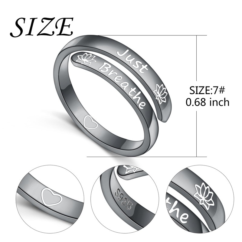 DAOCHONG 925 Sterling Silver Adjustable Inspirational Rings Stackable Spiral Twisted